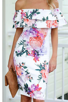 Bodice One Shoulder Robe Tube Print Dams One Shoulder Robe Slim Fit