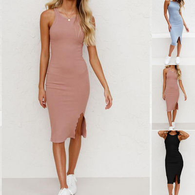 Slim Fit Package Suknia z bioderki, kamizelka długiej dzianiny, suknia z bioderki