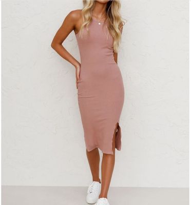 Slim Fit Package Suknia z bioderki, kamizelka długiej dzianiny, suknia z bioderki