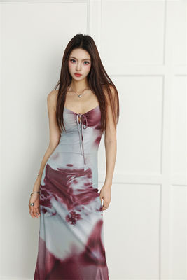 &quot;Spice Print Sexy Slip Dress Halter Slim Fit Sexy Dress Holiday Strapless Long Dress&quot;
