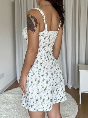 Mała Kwiatowa Seksowna Suknia Slip Halter Slim Fit Spódnica Linia Sukienka