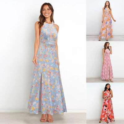 Dorośli Drzewa bez rękawów Stylowe Kwiatowe Halter Maxi