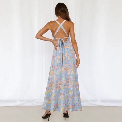 Dorośli Drzewa bez rękawów Stylowe Kwiatowe Halter Maxi