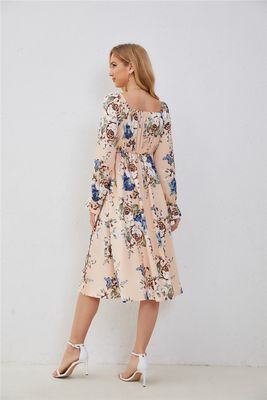 Elegantne, zwinięte, kwiatowe sukienki dla kobiet, wielokolorowe, modne, drukowane sukienki, zwinięte rękawy.