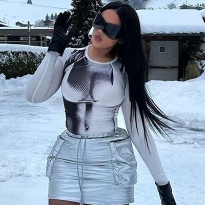 Długa rękawiczka Moda T-shirt Crew Neck T-shirt Slim Fit Crop Tops