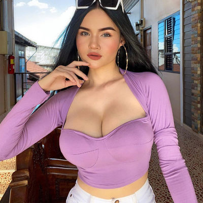 V szyja Seksowna Cienka Koszulka Slim Fit Seksowna Cienka Crop Tops Długie rękawy Krótka szyja