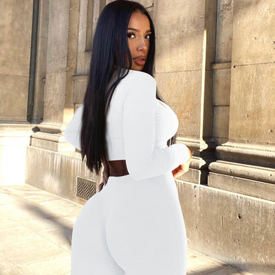 Slim Najbardziej seksowne ubrania treningowe Moda Solid Color Casual Crop Sexy Fitness Outfits