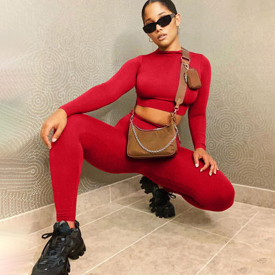 Slim Najbardziej seksowne ubrania treningowe Moda Solid Color Casual Crop Sexy Fitness Outfits