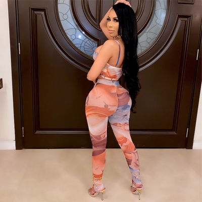 /Zipper Print /Sexy Workout Outfits /Halter Tank And Pant /Casual Sexy Gym Wear