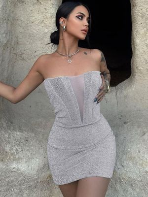 Modna opakowanie suknia z biodra Mercerized pierś wygłodzona Slim Bag Hip seksowna suknia nocny klub