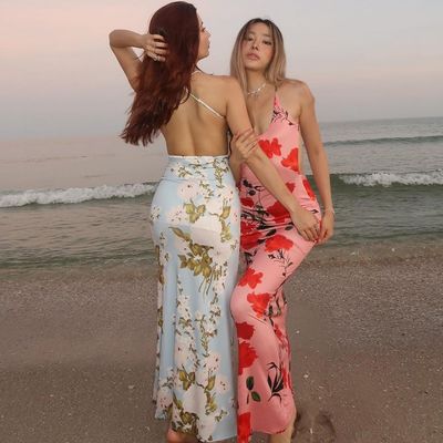Letnia stylowa suknia damska sexy bez pleców U szyja szczupła suknia