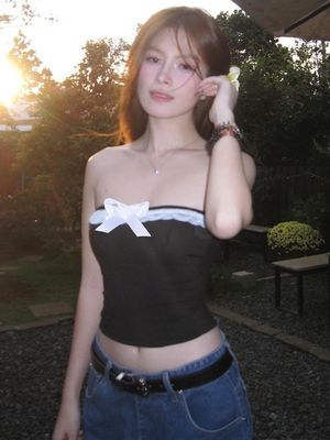 Nowy sexy czyste pragnienie koronkę koronkę na zamówienie bow krawat patchwork top kamizelkę