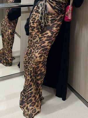 Laty nowa moda Sexy Leopard Print Chiffon Fishtail Spódniczka Podłoga - Długość Spódniczka
