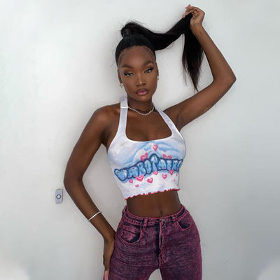 Nowy damski, niestandardowy kamizelka z napiętą literą.