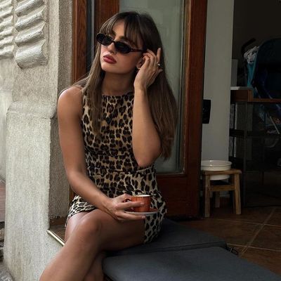 Nowa letnia szyja bez rękawów Leopard Print Seksowna ciasna suknia