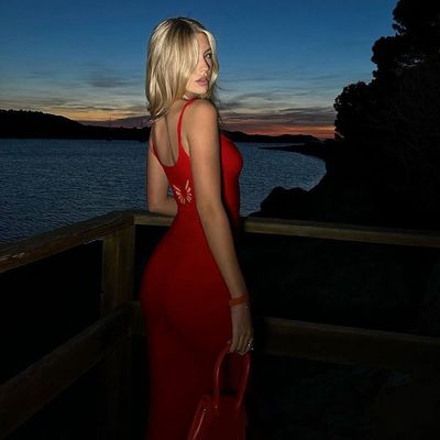 Latowe kobiety Nowy seksowny kolerki motyl poparzenia wzór Pas Slimming Halter suknia