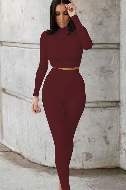 Slim Najbardziej seksowne ubrania treningowe Moda Solid Color Casual Crop Sexy Fitness Outfits
